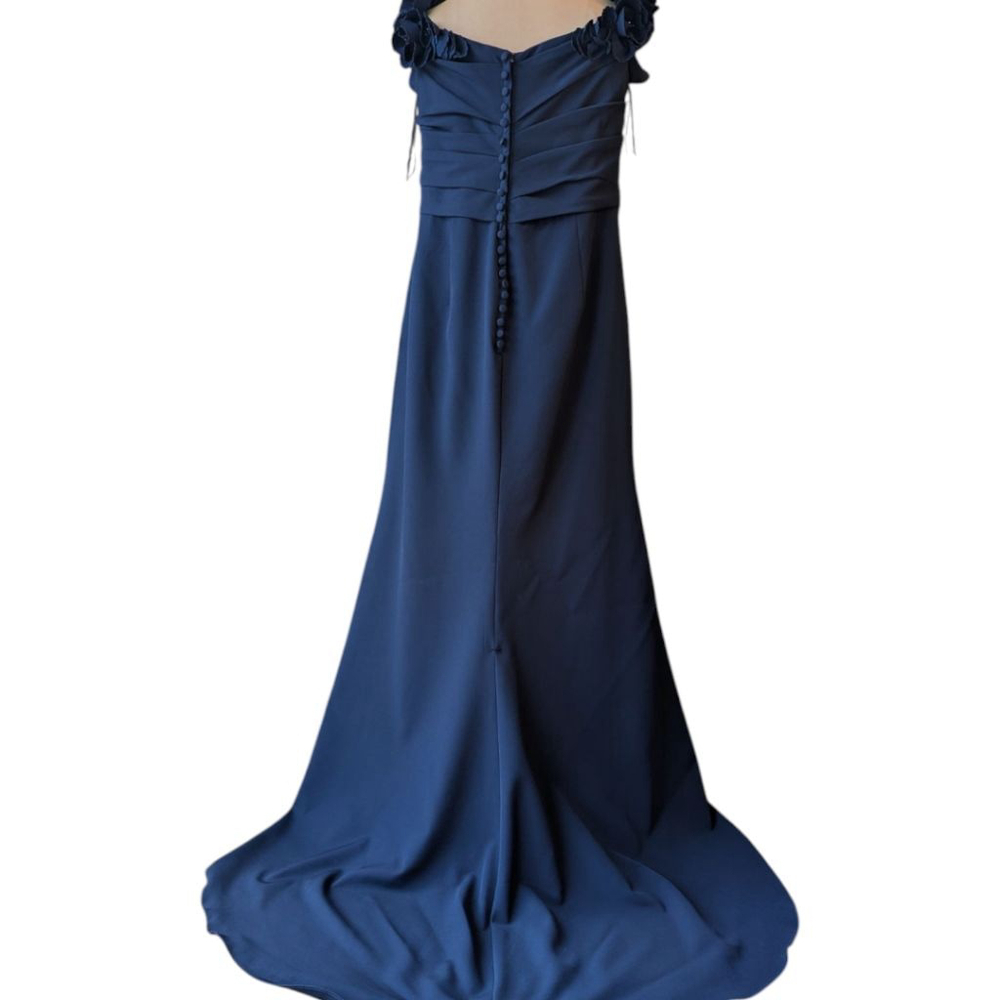 Navy Blue Cowl Neck‎ Special Occasion Gown Sz XL Prom Gala Mother of the Bride